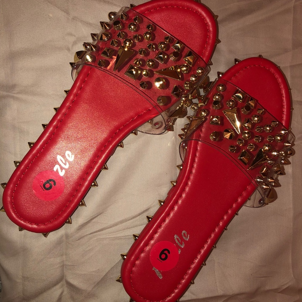 Red with Gold embellishments Pazzle sandals